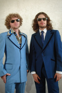 Blue Funky Retro Suits with Velvet Trim Kool 4 Kats Costume Hire